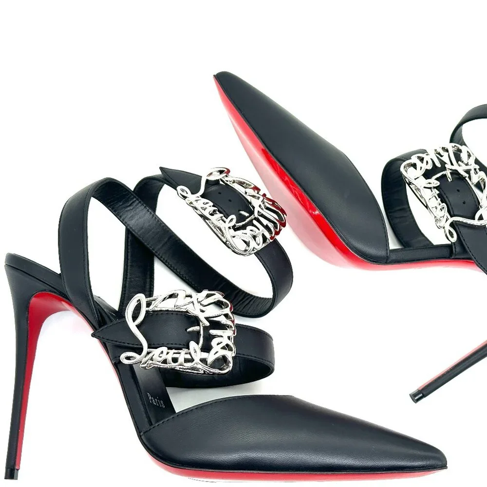 Christian Louboutin GIDDYLINA 100 Buckled Leather Sandals Heels Pumps - Picture 14 of 16